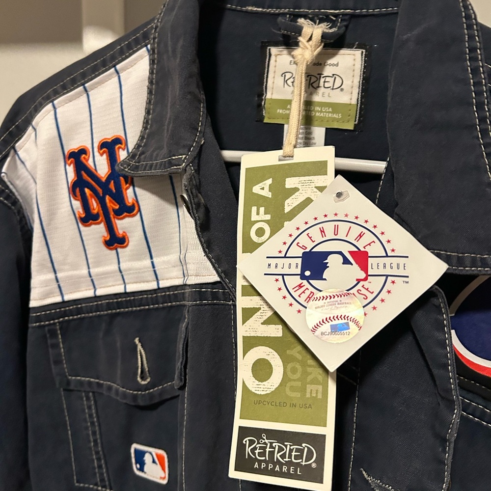 New York Mets Refried Patchwork Denim Jacket NWT - image 3